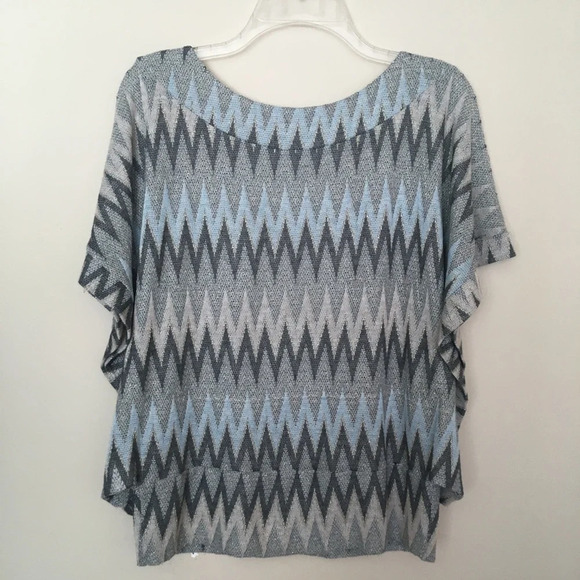 Akiko Butterfly Sleeve Zig Zag Knit Blouse M - Picture 2 of 5